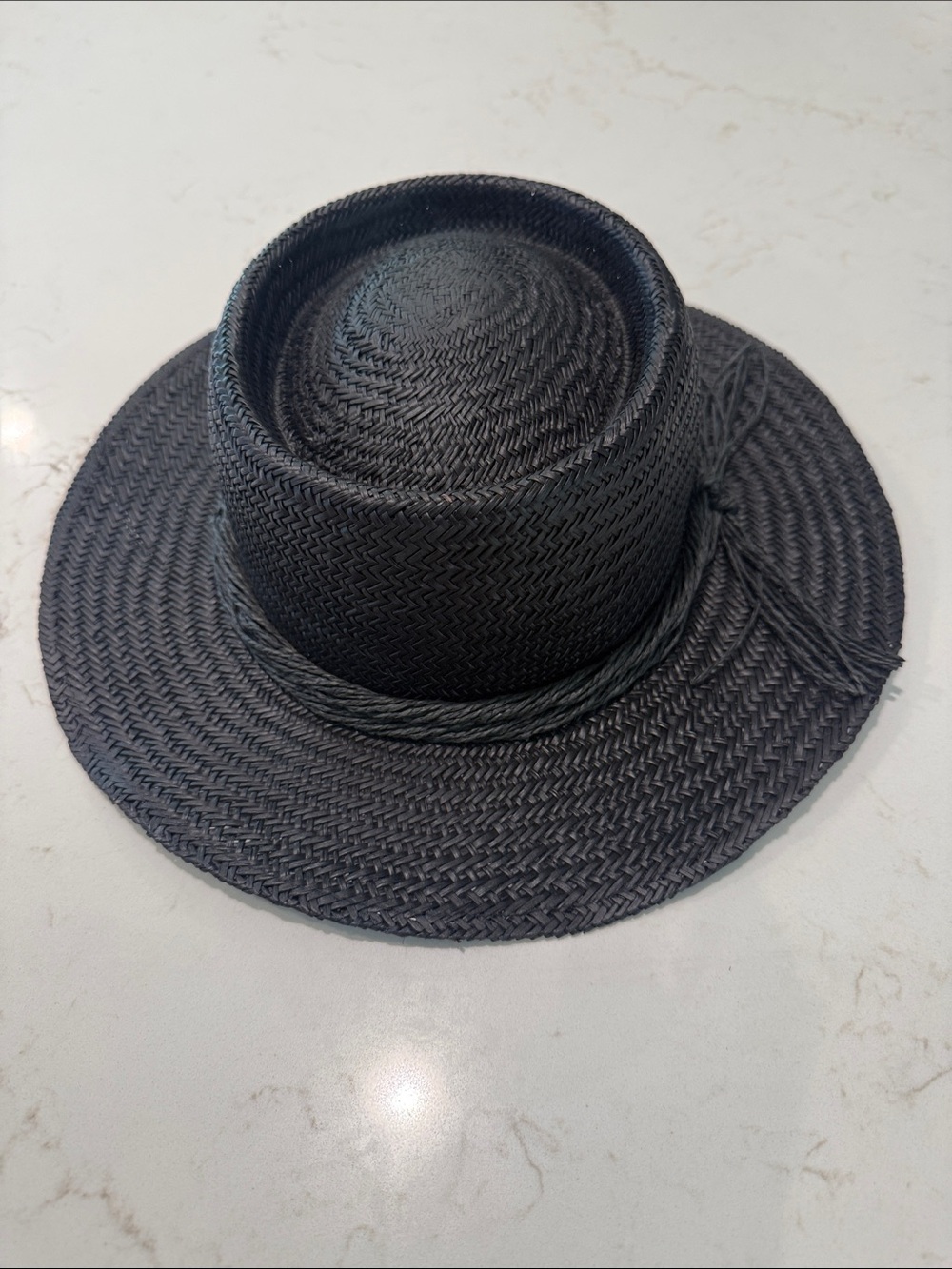 Peter Grimm Black Straw Boater Hat